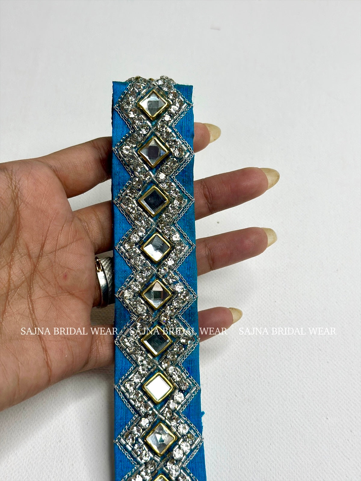 Maya blue with silver embroidery waist belt