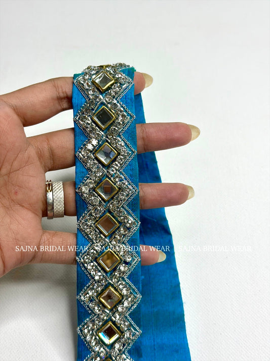 Maya blue with silver embroidery waist belt