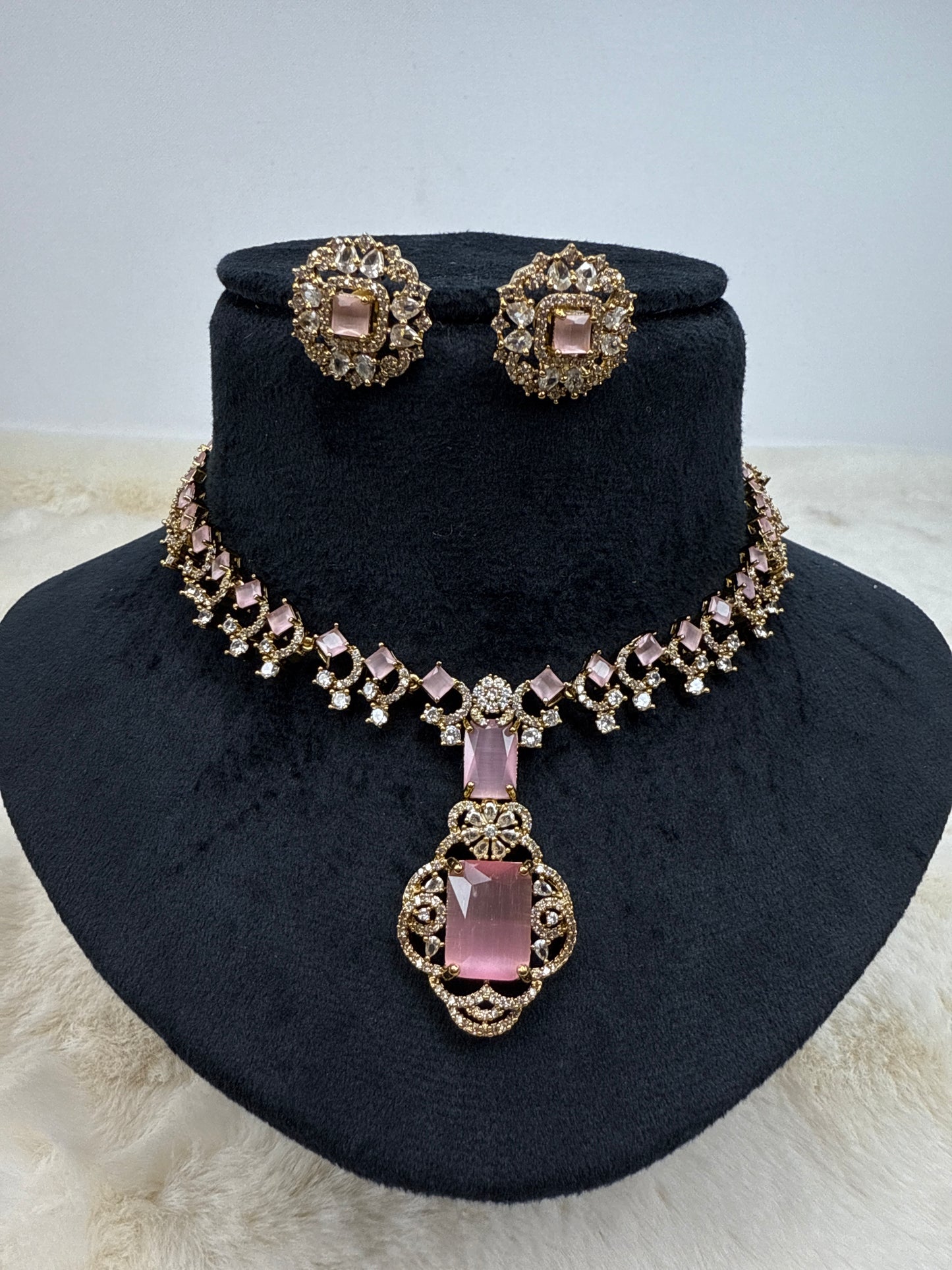 Soft pink moissanite necklace
