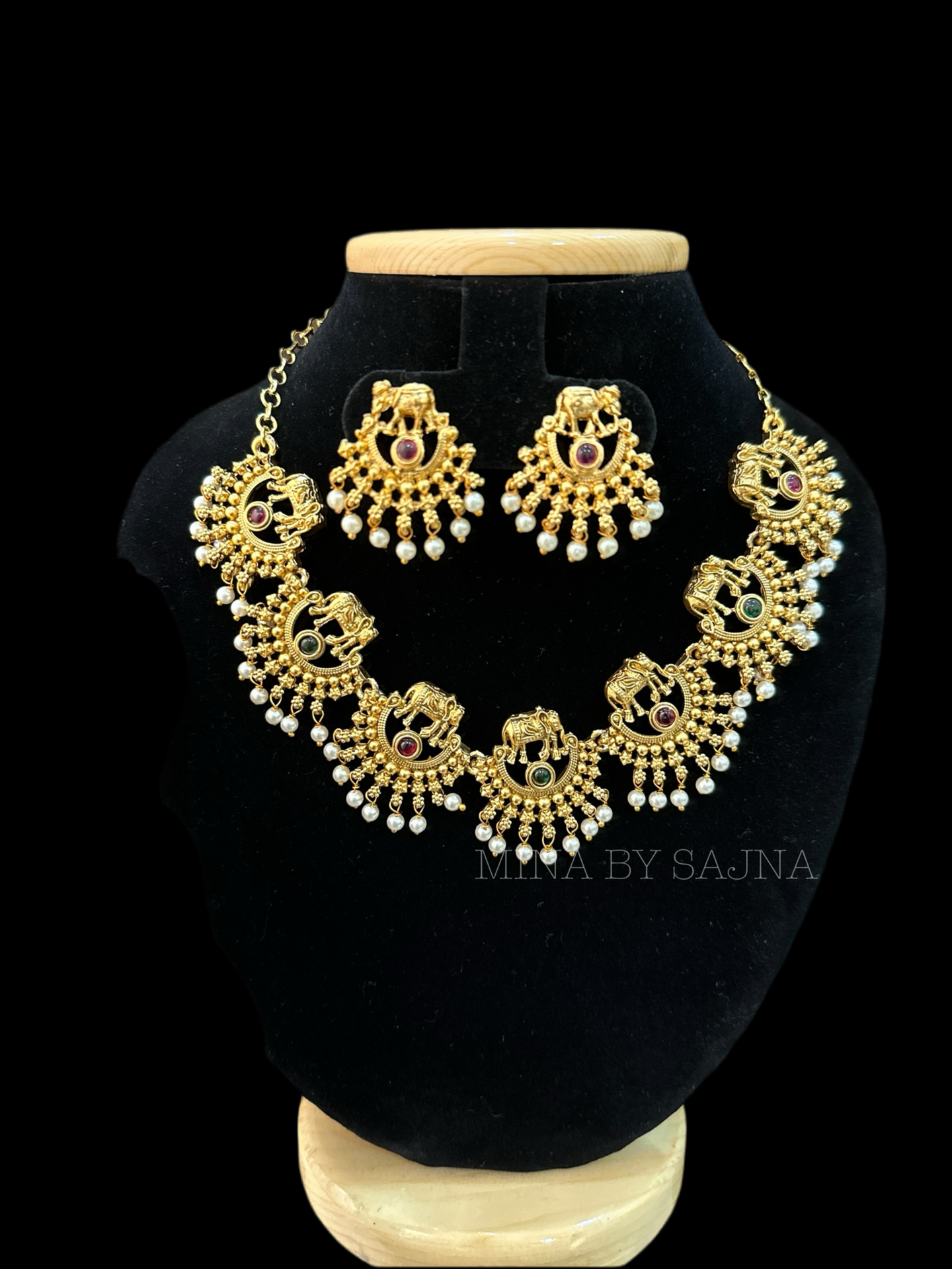 Elephant Chandbali necklace with earrings 1109 SOLDOUT