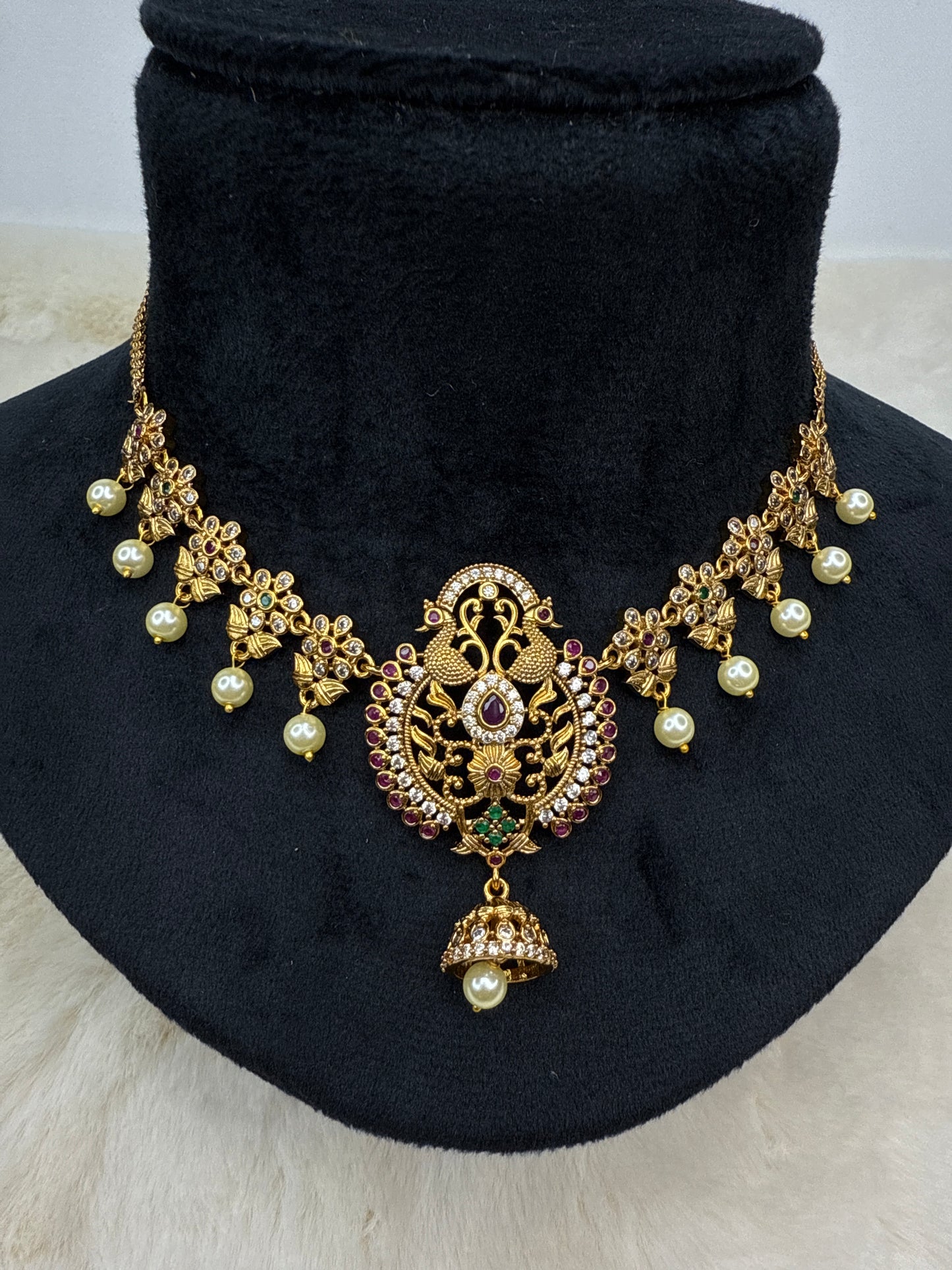 Peacock pendant jumka necklace 3530