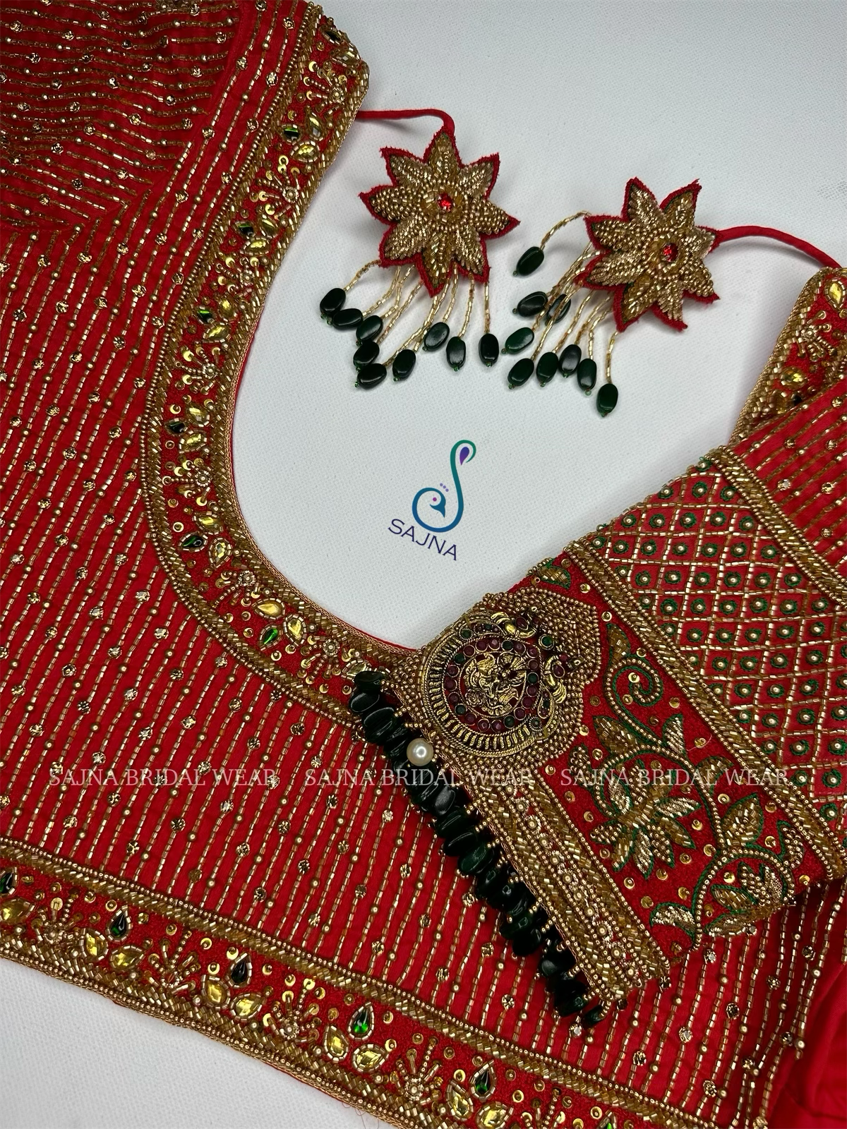 Red Lakshmi pendant blouse