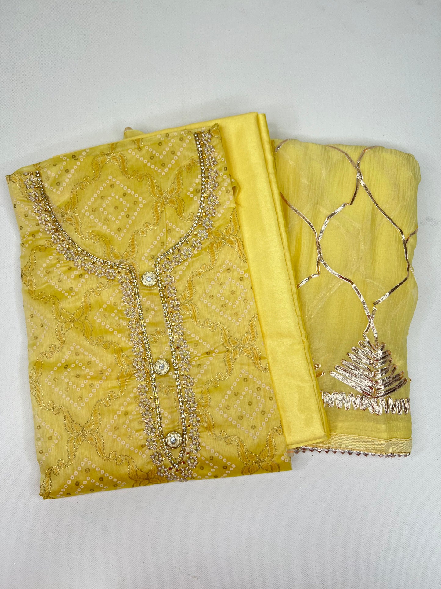 Embroidered salwar set - Lemon Yellow 1113