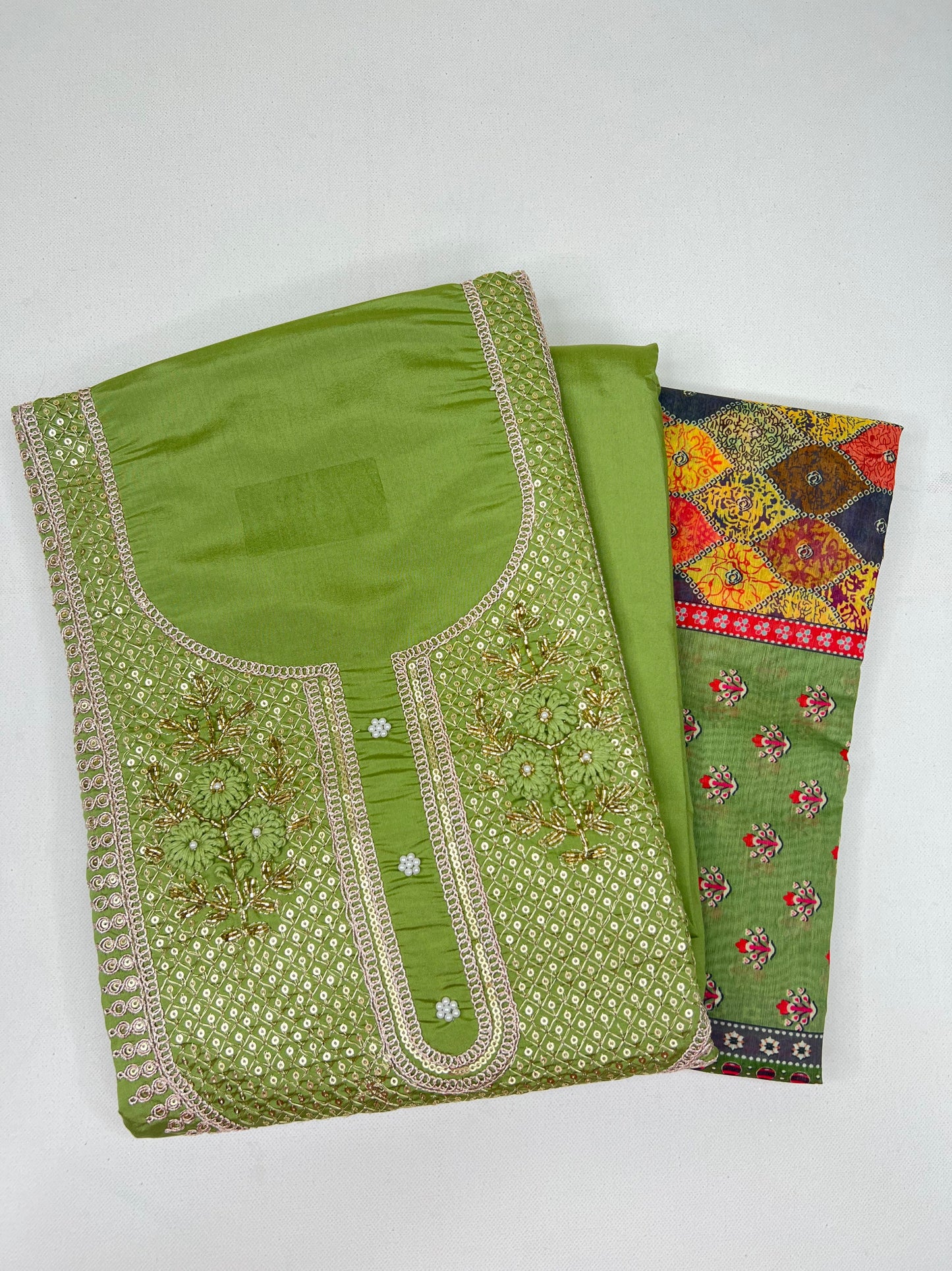 Embroidered salwar set - Green 1112