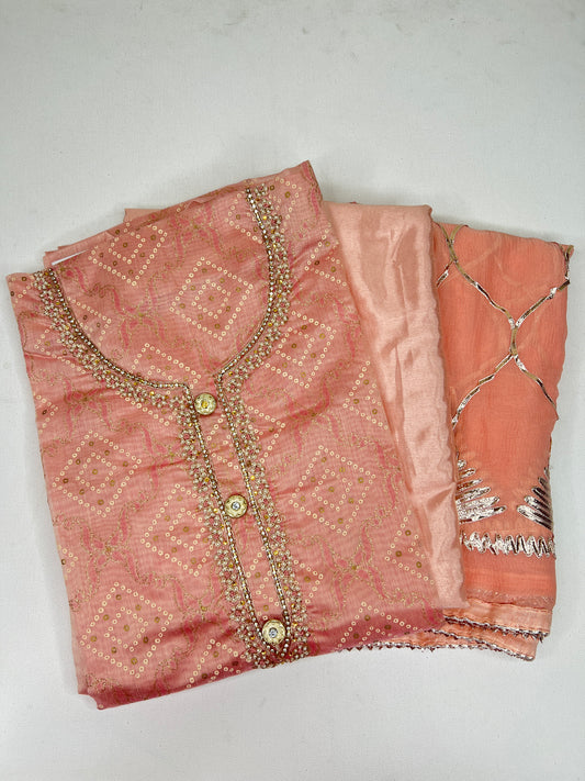 Embroidered salwar set - Peach