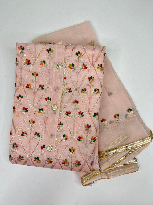 Embroidered salwar set - Baby Pink