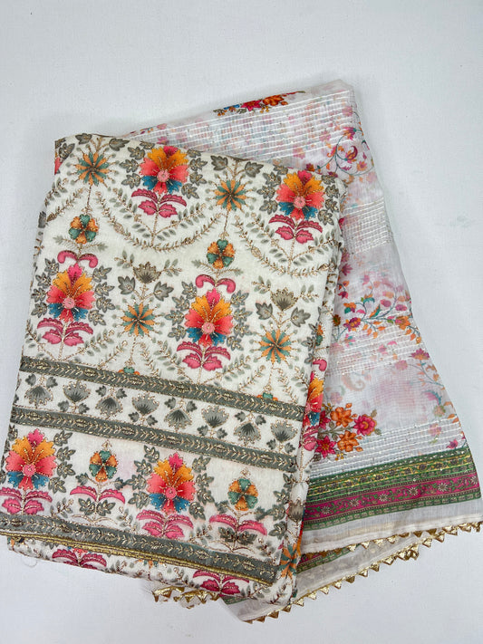 Embroidered salwar set - White