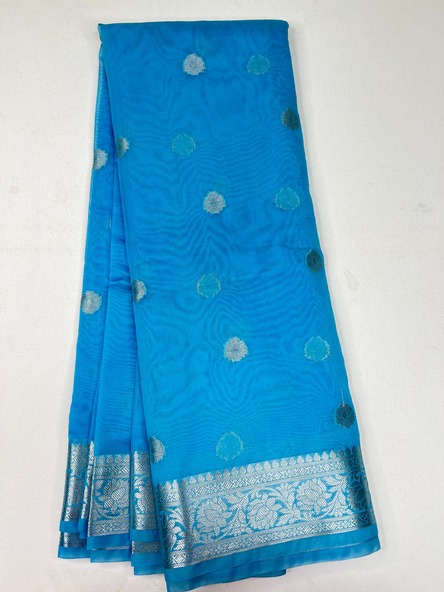 Tissue Cotton Saree - Blue - 1318