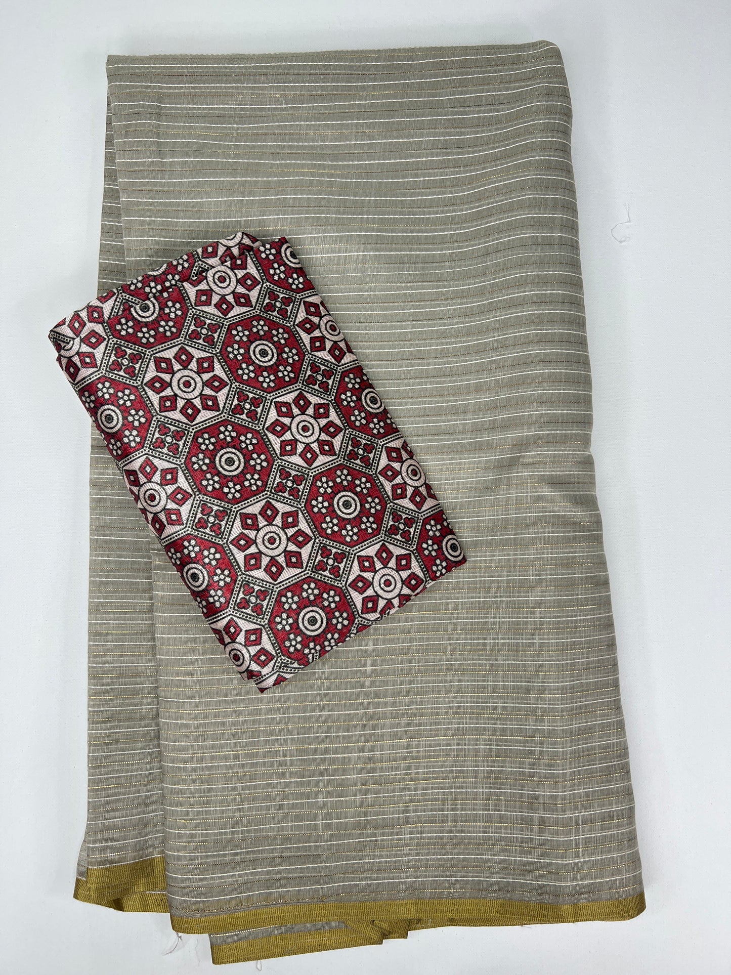 Steel Grey Cotton Saree - 1314