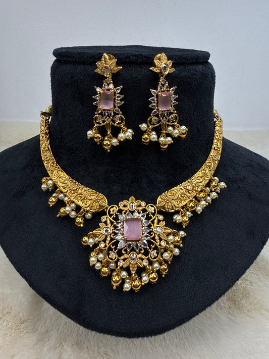 Soft pink moissanite necklace
