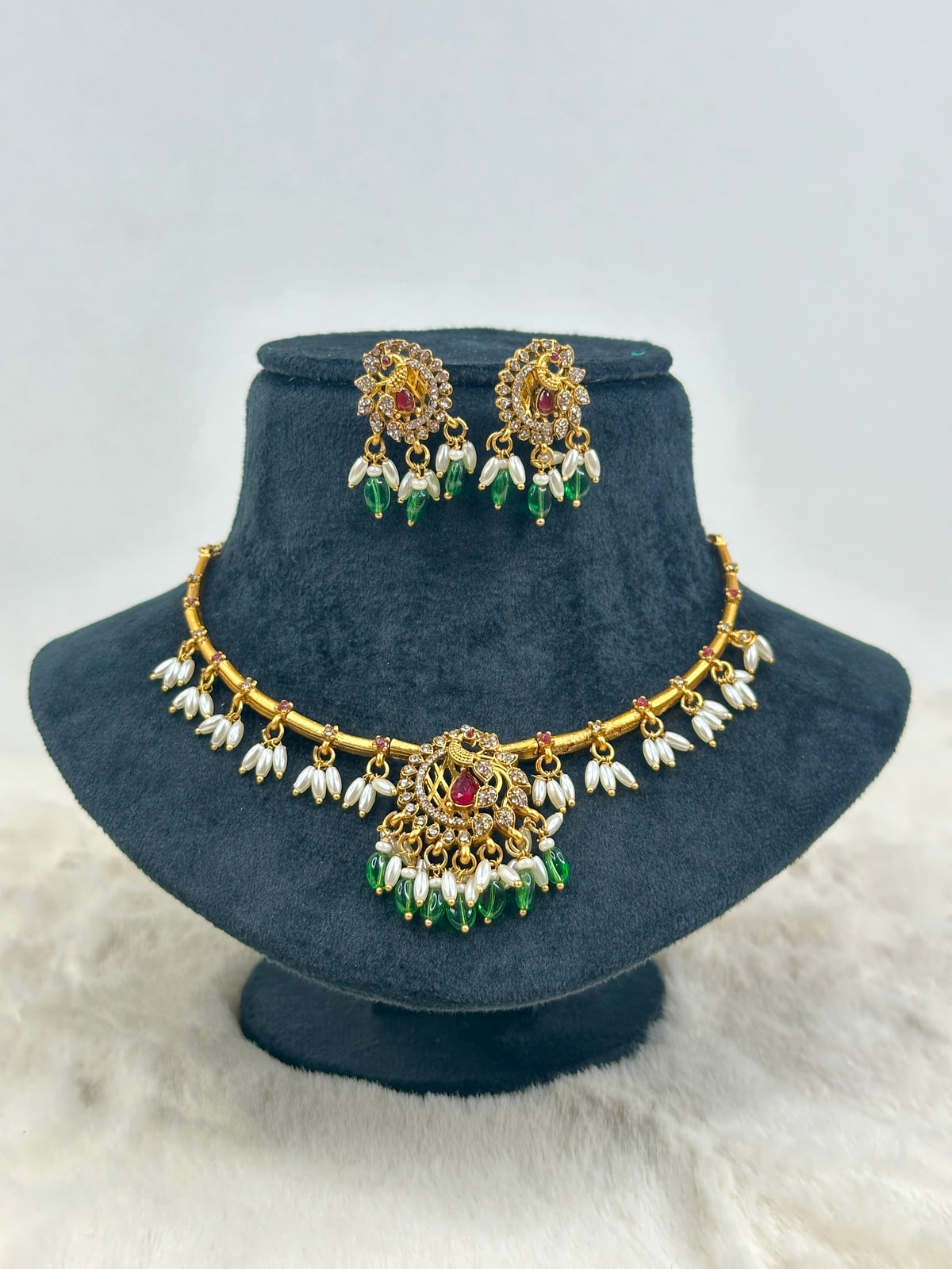 Simple Neck Set Antique neck set with hangings 3508 – sajna bridal wear
