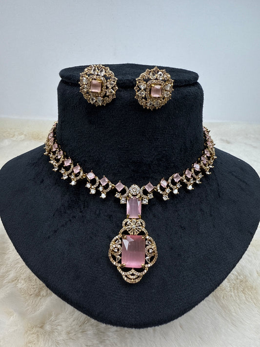 Soft pink moissanite necklace