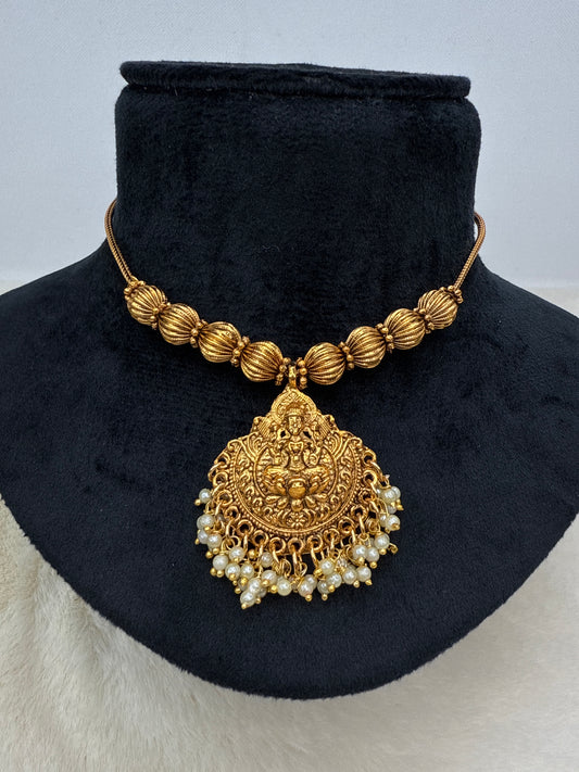 Lakshmi pendant guttapusalu necklace 3527