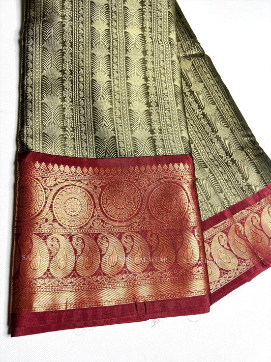 Olive green with dark red -1176