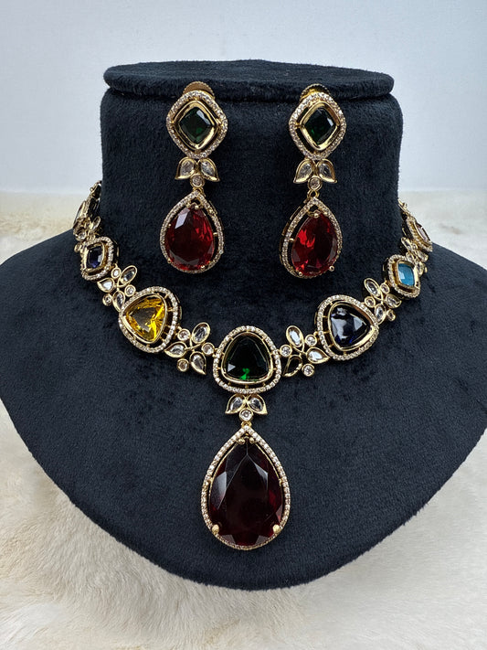 Kundan moissanite neckset