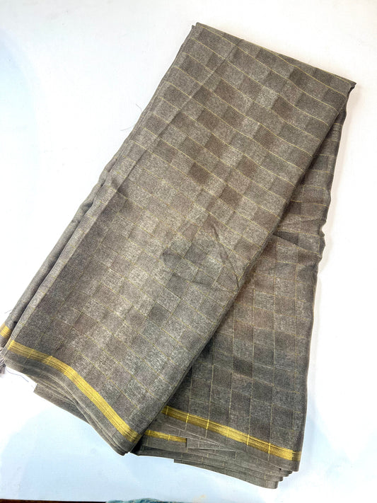 Gray Cotton Saree - 1156