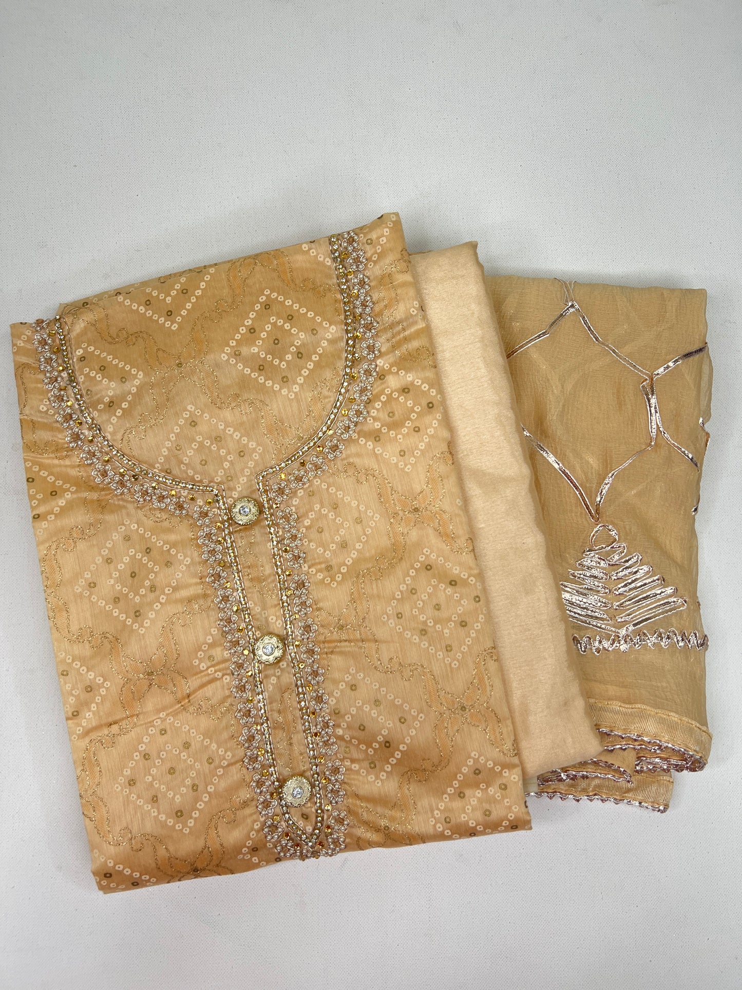Embroidered salwar set - Nude Orange 1115