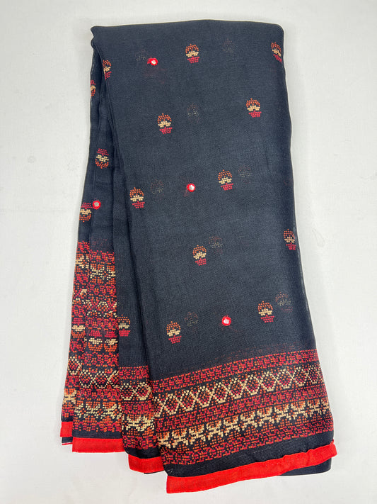 Black Kota Cotton Saree - 1022