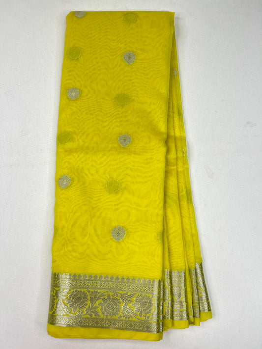 Tissue Cotton Saree - Yellow - 1322
