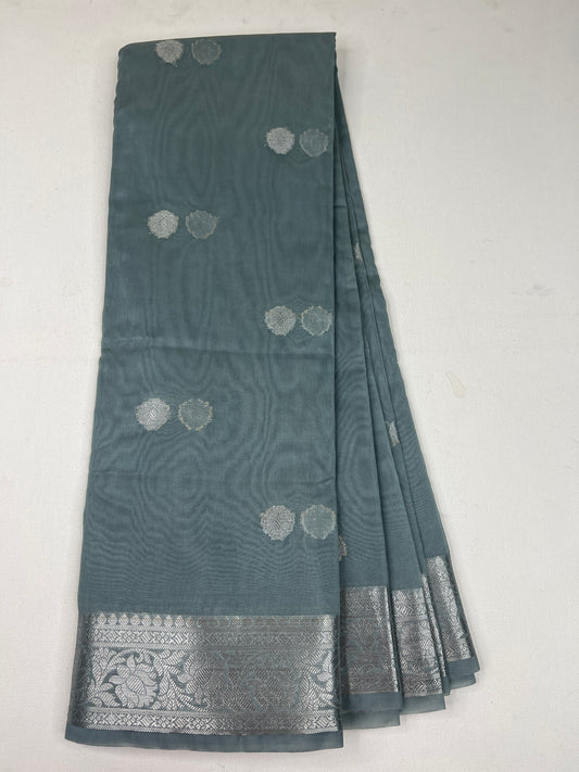 Tissue Cotton Saree - Gray - 1319