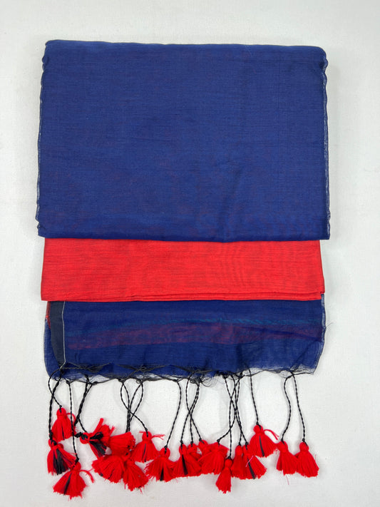 Cotton Mix - Blue with Red -1059